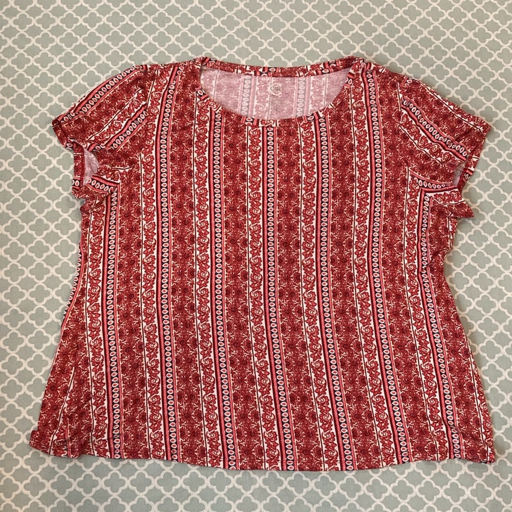 Cato Orange Print Stripe Top 18/20